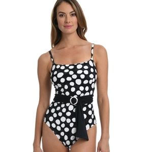 La Blanca Mod For Dot Swimsuit Black White Bathing Suit One Piece Polkadot 6